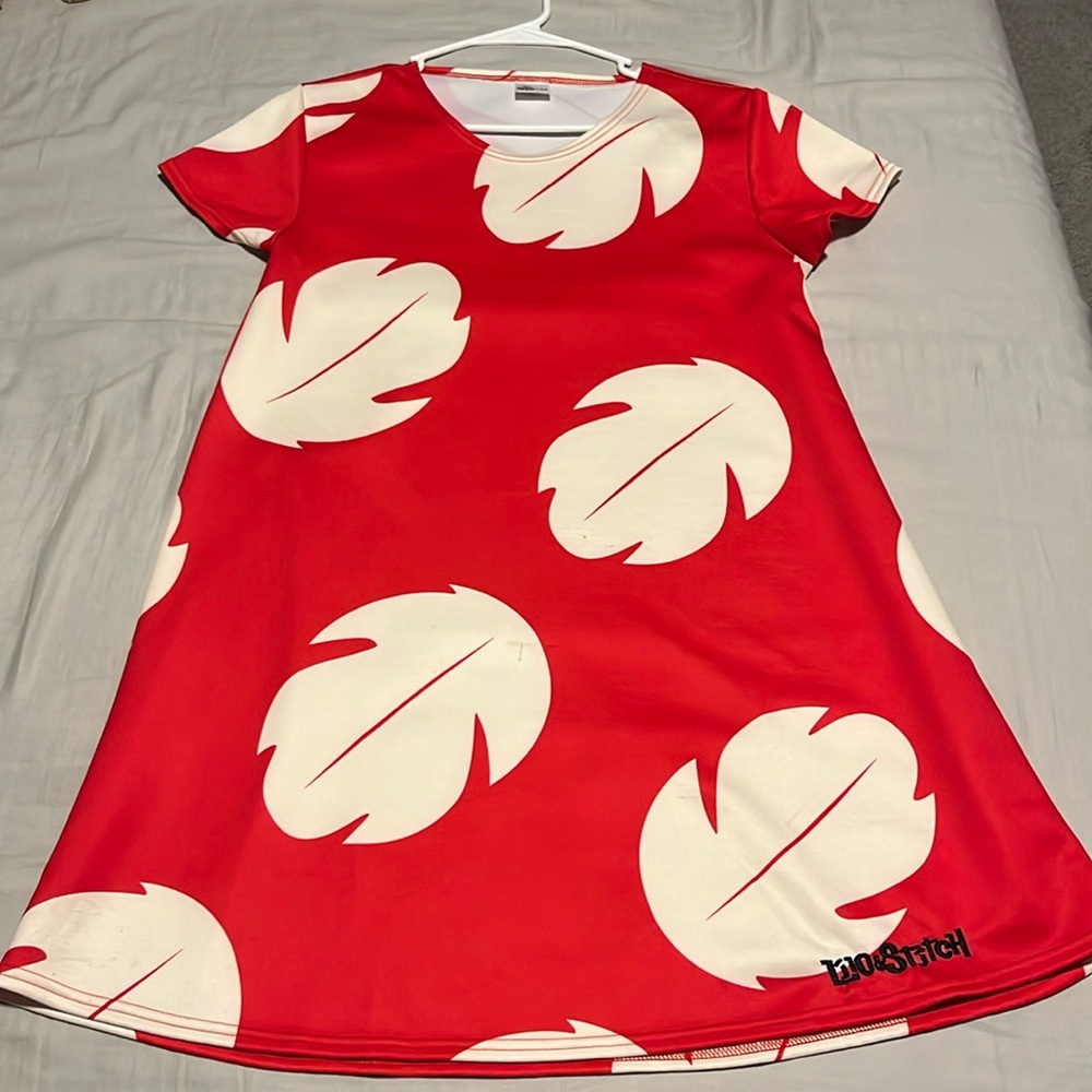 Disney Lilo Hawaiian Dress Costume Womens Size Red White Palm Spirit Halloween